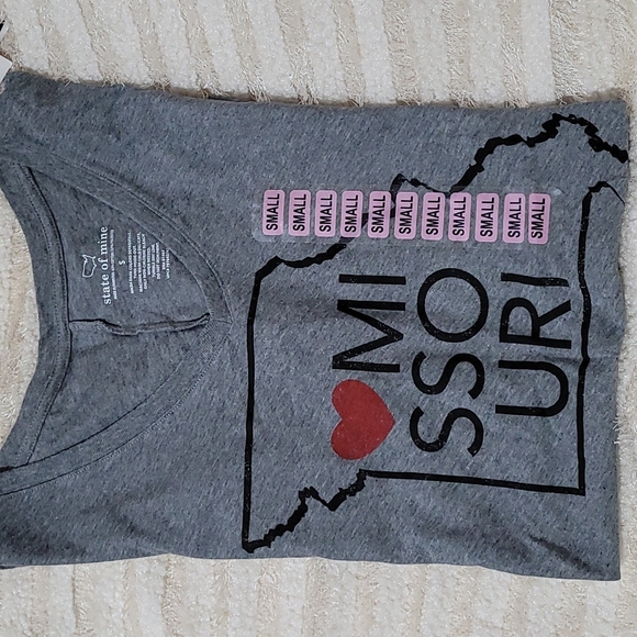 NEW Womens Missouri State of mine Heart Logo Tee t-shirt Gray short sleeve Small - Picture 2 of 4